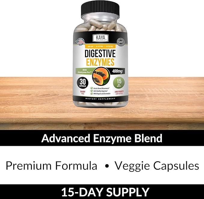 Kaya Naturals Digestive Enzymes with Prebiotics & Probiotics - Constipation & Bloating Relief Pills for Women & Men - Aids Immune Function - Digestion Support - 30 Veggie Capsules (Pack of 2)