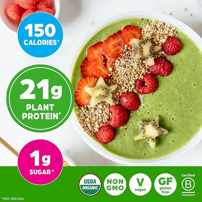 Orgain Organic Vegan Protein Powder + Greens, Vanilla Bean - 21g Plant Based Protein, Gluten Free, Dairy Free, Lactose Free, Soy Free, No Sugar Added, With Iron & Prebiotics for Gut Health - 1.94lb