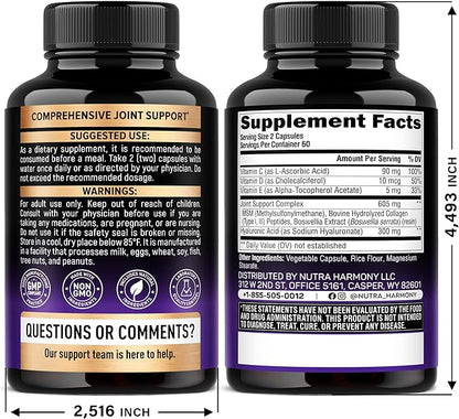 Hyaluronic Acid Supplements 1000 mg - Collagen | MSM | Boswellia | Vitamin D3, C & E - Hyaluronic Acid Capsules - Skin Hydratation & Joint Comfort Support - 7-in-1 Complex - Made in USA - 120 Capsules