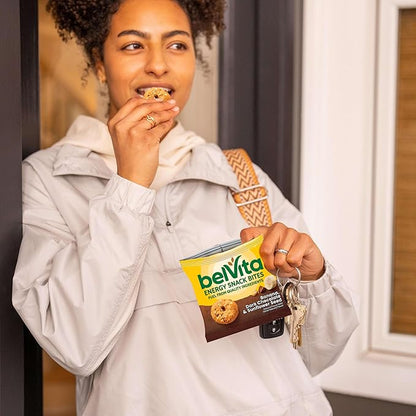 belVita Energy Snack Bites Variety Pack, Banana Dark Chocolate & Sunflower Seed, Blueberry & Sunflower Seed, 15 Snack Packs