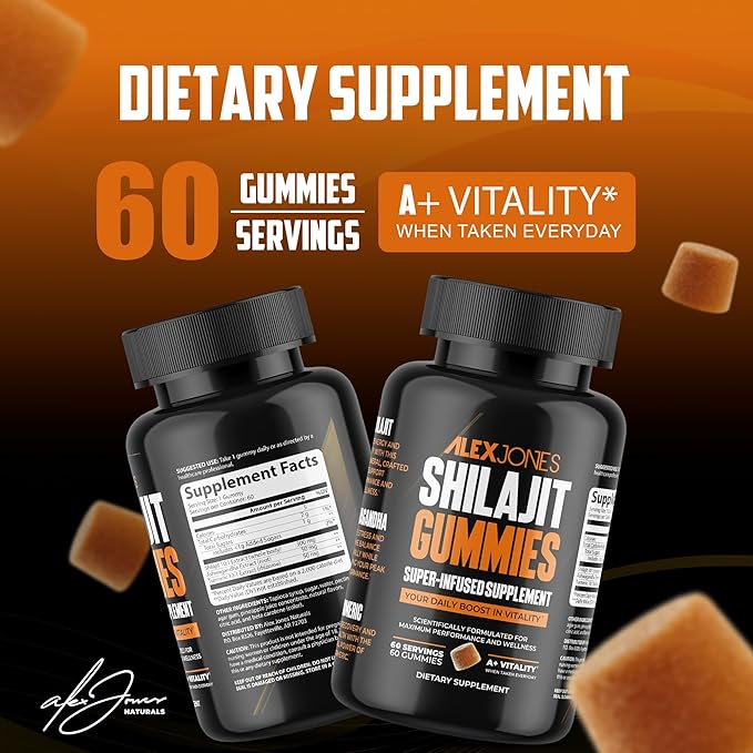 Shilajit Gummies – Men’s Daily Energy & Stamina Booster – Sharper Focus & Strength w/Ashwagandha for Men – Cellular Energy & Performance Supplement – 60 Count
