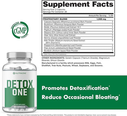 NutraOne DetoxOne 30 Day Extra Strength Detox Cleanse Supports Healthy Digestive Function And Weight Loss| Promotes Detoxification, Increases Energy & Improves Nutrient Absorption*