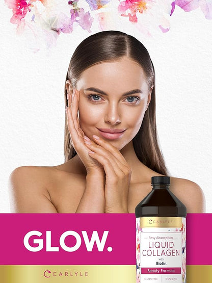 Carlyle Liquid Collagen for Women and Men | 16 fl oz | Type 1 & 3 with Biotin | Berry Flavor | Non-GMO & Gluten Free Supplement