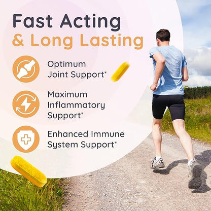 Joint Immune Support Supplement, Patented Blend Turmeric Curcumin C3 Complex with Black Pepper, Boswellia PS Extract & Ginger, Fast-Acting 20 minutes, 8-Hour Sustained Release, 120 Caplets - Sanjevani