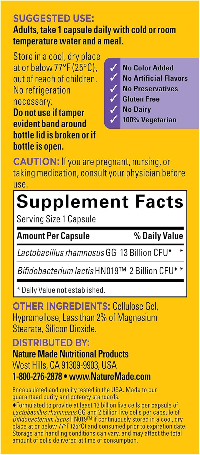 Nature Made Probiotics for Digestive Health Extra Strength 15 Billion CFU from Live Cultures,Probiotics for Women and Men,30 Probiotic Capsules,30 Day Supply,(Pack of 2)