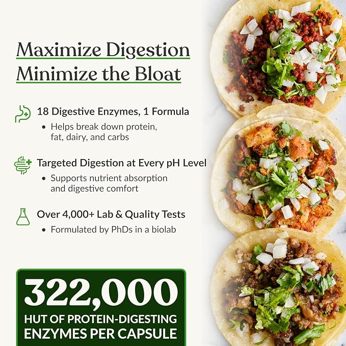 BIOptimizers MassZymes - Complete Digestive Enzymes Supplement for Gut Health - Bloating Relief for Men and Women - Lipase Amylase Bromelain Digestive Enzymes (120 Capsules)