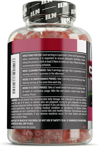 Iron Labs Nutrition Creatine Monohydrate Gummies (90 Gummy Bears) - 3600mg Per Serving - LAB Tested - Strawberry Flavor - High Strength Creatina for Men & Women (90 Vegan Gummys)