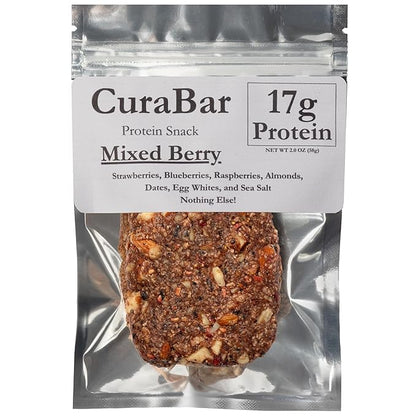 CuraBar Protein Bars – 17g Protein, Low Carb, Gluten Free, Dairy Free, Healthy Snack, Seed Oil Free, No Artificial Ingredients, 12 Count, Mixed Berry