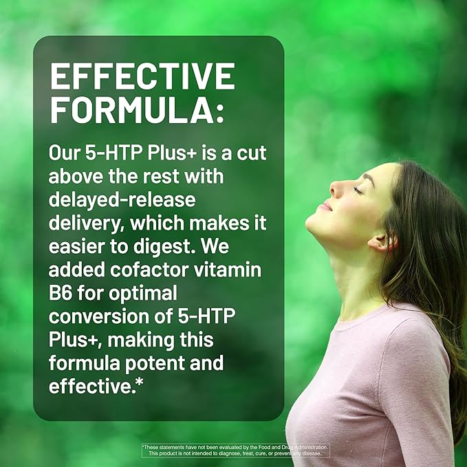 NatureWise 5-HTP 200mg Supplement from Griffonia Seeds with Cofactor Vitamin B6 - Mood Support and Natural Sleep Aid for Adults - Delayed-Release,Vegan - [2-Month Supply],60 Count (Pack of 2)
