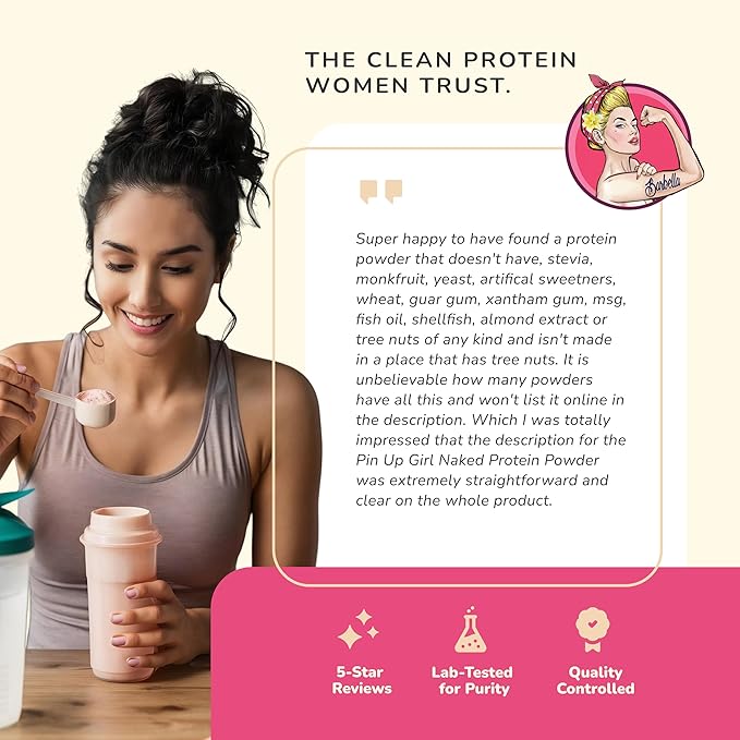 Pin Up Girl Whey Protein Isolate Powder – 27g of Protein Per Serving – Pure Premium Muscle-Building Whey Protein for Women – Fat Free, Low Calorie, Low Carb, No Added Sugar – Unflavored