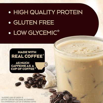 Atkins Café au Lait Iced Coffee Flavored High Protein Shake, Low Sugar and Low Carb, Keto Friendly, Ready to Drink Protein Drink, Gluten Free, 12 Count