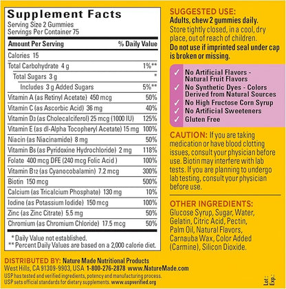 Nature Made Multivitamin for Women,Womens Gummy Multivitamins for Daily Nutritional Support,150 Multi Vitamin Gummies,75 Day Supply,(Pack of 2)