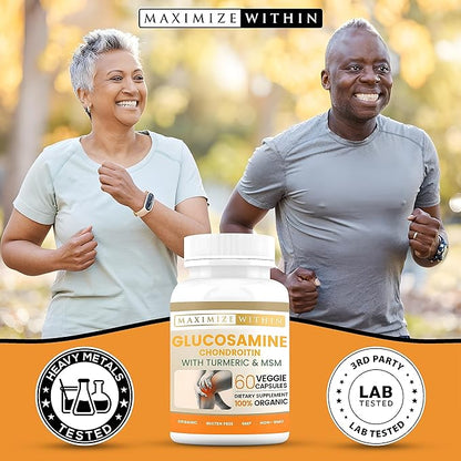 Glucosamine Chondroitin with Turmeric & MSM – Mobility & Flexibility Support – 60 Veggie Capsules