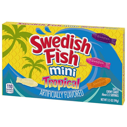 SWEDISH FISH Mini Tropical Soft & Chewy Gummy Candy, Bulk Candy, 12 - 3.5 oz Boxes