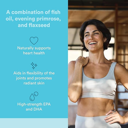 WomenSense by Natural Factors, RxOmega-3 Fish Oil, Supports a Healthy Heart and Joints with Primrose Oil, Omega-3 DHA and EPA, Gluten Free, 120 softgels (60 servings)