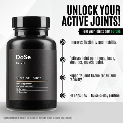 DoSe by VH Superior Joints with NEM, Turmeric, Ginger & Hyaluronic Acid – Supports Flexibility, Mobility & Joint Comfort – Vegan Capsules (60 Count)