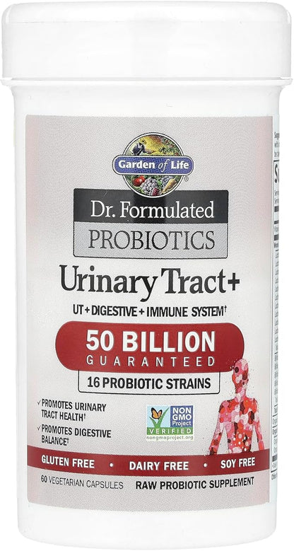 Garden of Life Dr. Formulated Probiotics Urinary Tract+ - 50 Billion CFU - Supports Digestive, Immune & Urinary Tract Health - Shelf Stable - 60 Vegetarian Capsules