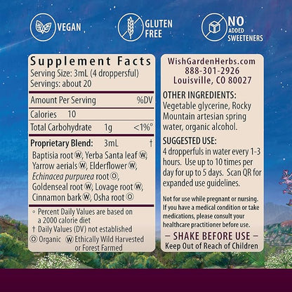 WishGarden Herbs Kick-Ass Immune Liquid Herbal Immune Support Supplement – Echinacea & Goldenseal with Elderflower (Sambucus Nigra) – Herbal Immunity Boost & Lymphatic Support Drops – Vegan – 1 oz