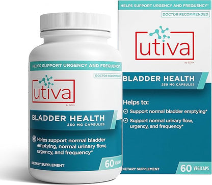 Szio+ Utiva Bladder Health - Control Supplement for Overactive Bladder and Lower Urinary Tract Health - Clinically Proven to Reduce Frequency and Urgency - 60 Capsules