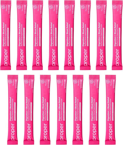 Proper, The Pinks Digestion and Bloat Relief. Drink Mix with Gut Health Probiotics, Prebiotics, Beet Root & Enzymes for Digestive Support. Bloating and Microbiome Supplement for Women and Men