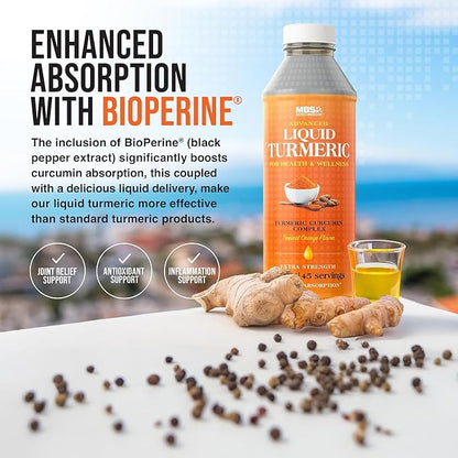 Advanced Liquid Turmeric – High Absorption Curcumin with Black Pepper & Vitamin D3 for Maximum Bioavailability – Joint, Inflammation & Immune Support – 20 fl oz