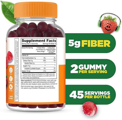 Lifeable Prebiotic Fiber Gummies for Kids | Kids Fiber Gummies 5g | Great Tasting Fiber Supplements for Kids | Prebiotic Gummies for Digestive Health | Fiber Gummy for Kids, Children | 90 Gummies