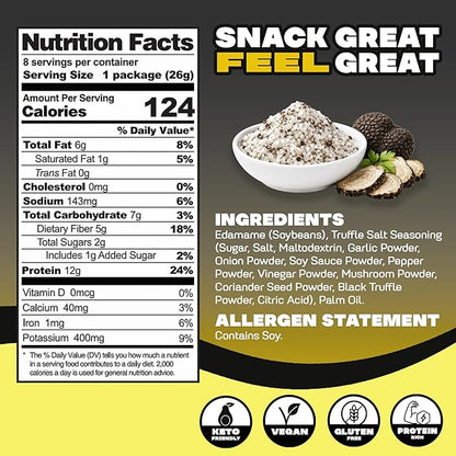 Where You Bean Edamame Beans Snack (Truffle Salt) - Crunchy and Dry Roasted Edamame Beans - High Protein Snacks, Keto and Vegan Healthy Snacks for Adults & Low Carb Asian Snack 0.9 oz (Pack of 8)