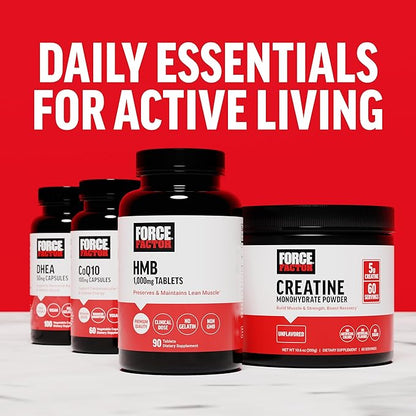 Force Factor HMB Supplement to Preserve Lean Muscle, Support Workout Recovery, and Prevent Muscle Protein Breakdown, Clinical Dose, Premium Quality, Non-GMO, 90 Tablets