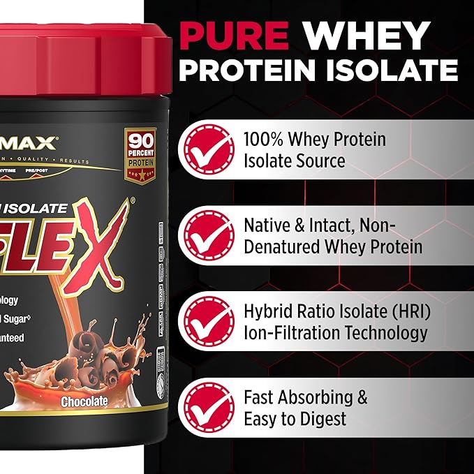ALLMAX ISOFLEX Pure Whey Isolate Protein Powder - Gluten Free, Low Lactose, Sugar-Free - High-Protein, Clean, Keto-Friendly for Pre Post Workout Supplement for Women and Men | Chocolate, 1lb
