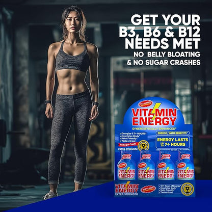 Vitamin Energy B12 11,000% Extra Strength Energy Shot Açaí Pomegranate 24 Pack, 260mg Natural Caffeine, B12 & B6, Nootropic Focus, Vitality, Zero Sugar, Gluten-Free, Vegan, Kosher, 1.93 fl oz