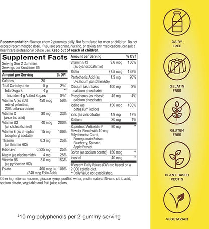 Nature's Way Alive! Women's Daily Gummy Multivitamins, 16 Vitamins & Minerals, Energy Metabolism*, Hair Skin & Nails*, Vegetarian, Mixed Berry Flavored, 130 Gummies (Packaging May Vary)