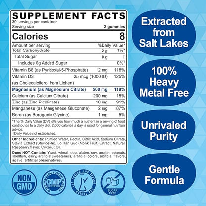 Magnesium Citrate Gummies 500mg for Women Men Sugar Free, Magnesium Citrate for Constipation & Bloated | Chelated Magnesium Supplement w/ B6 for Mood, Calm | Calcium Magnesium for Bone & Muscle,120cts