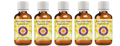 Deve Herbes Pure Chilli Seed Essential Oil (Capsicum annum) Steam Distilled (Pack of Five) 100ml X 5 (16.9 oz)