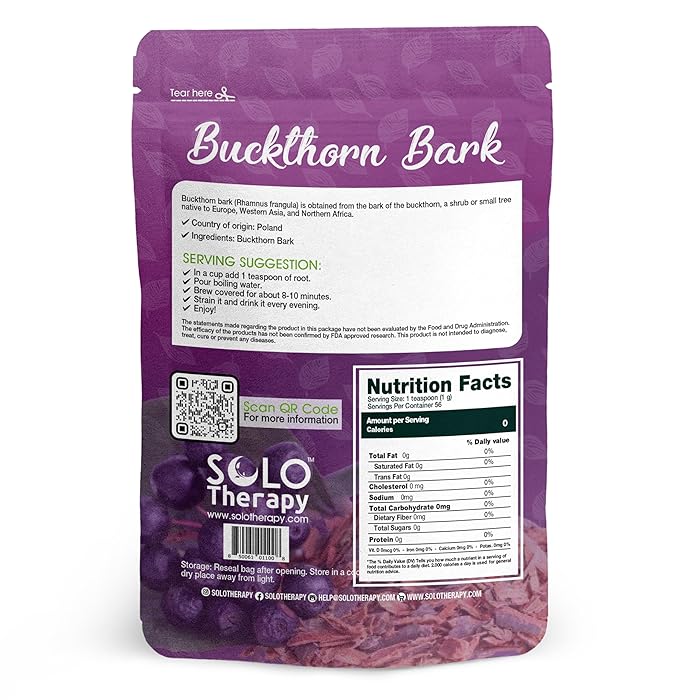 Buckthorn Bark Herbal Tea - 56 grams - Frangula Alnus Resealable Bag - 56 grams - Premium Quality (Buckthorn Bark)