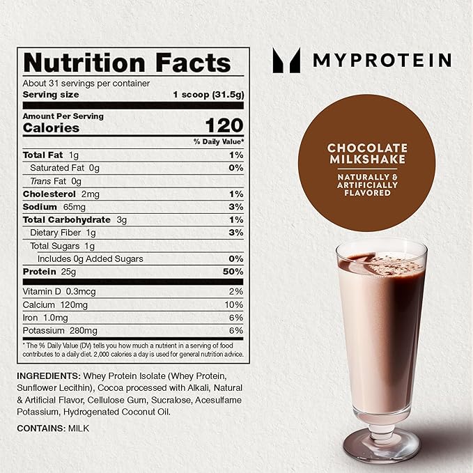 Myprotein Impact Whey Protein Powder, 2.2 Lbs (30 Servings) Chocolate Milkshake, 22g Protein & 5g BCAA Per Serving, Protein Shake for Superior Performance, Muscle Strength & Recovery, Gluten Free