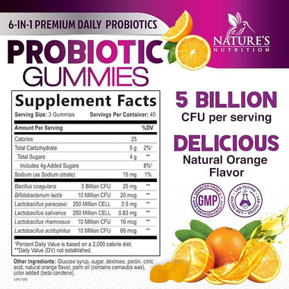 Probiotics for Digestive Health Gummies - 6 Unique Strains for Daily Immune Support & Gut Health, Supports Constipation, Gas & Bloating - Best Probiotic Supplement Gummy for Women & Men - 120 Gummies