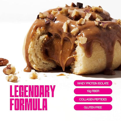 Legendary Foods Cinnamon Roll 22g Protein Bars – Gluten-Free, Low Carb Meal Option – Sweet Zero Sugar Snack, Keto-Friendly – 10-Pack High Protein Pre- or Post-Workout Nutrition Bars - Sticky Bun