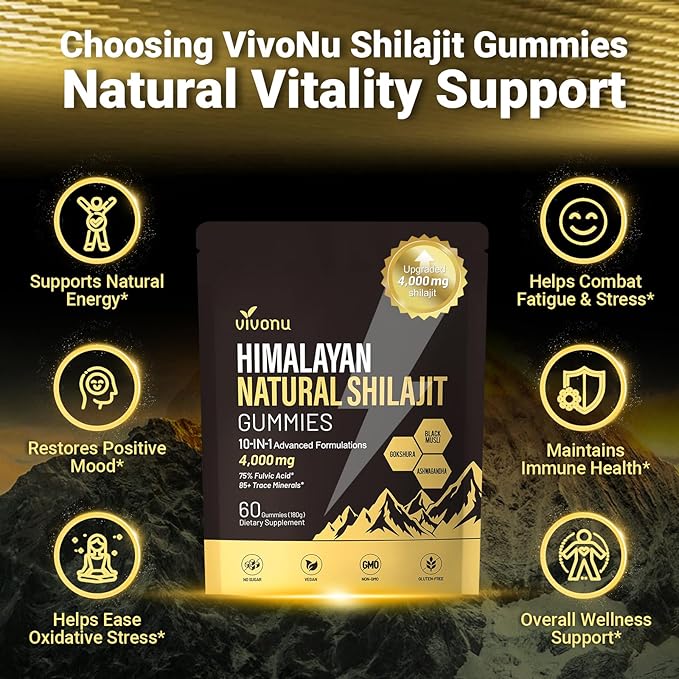 Shilajit Gummies for Men & Women | 4000mg High Potency 10-in-1 Formula with Pure Himalayan Shilajit, Ashwagandha, and 75% Fulvic Acid | Sugar-Free Vegan, 85+ Trace Minerals 4000mg / 3 Bag