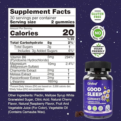 Sleep Gummies No Melatonin - Kids Sleep Gummies with L-Theanine, Magnesium & Herbal Blend, 60 Vegan Sleep aids for Adults, Reduces Nighttime Overthinking