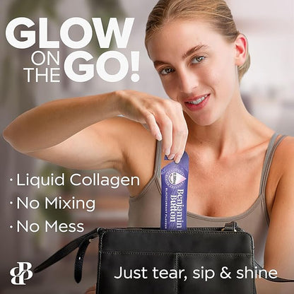 12,000mg Marine Collagen Liquid Shots| Hydrolyzed Marine Collagen Peptides w/Hyaluronic Acid & Vitamin C for Skin, Hair & Joints | Berry Black Currant Flavor, 14 Servings 30ml