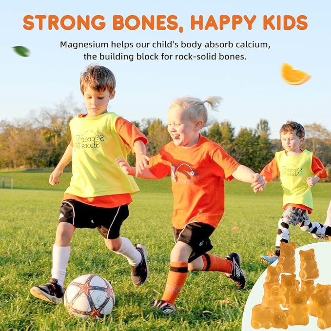 Calm Magnesium Gummies for Kids - Magnesium Glycinate Supplement for Sleep, Brain, Immune & Bone Health - Great Tasting Magnesium Gummies for Kids & Adults - Vegan Sugar Free Orange 60ct
