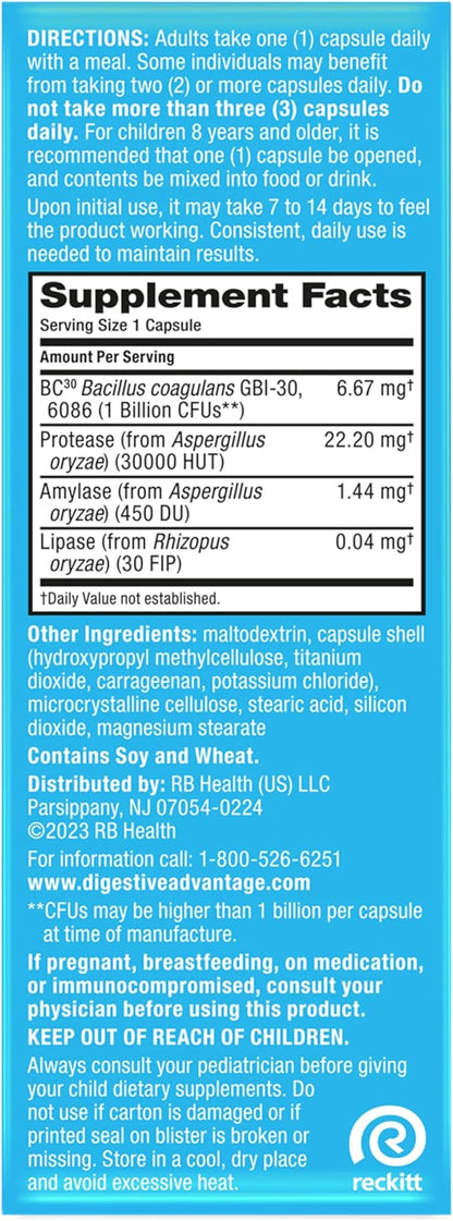 IBS Daily Probiotic Capsules for Digestive Health & Gut Health, Digestive Advantage Probiotics For Men and Women (96 count box) - Digestible Enzymes