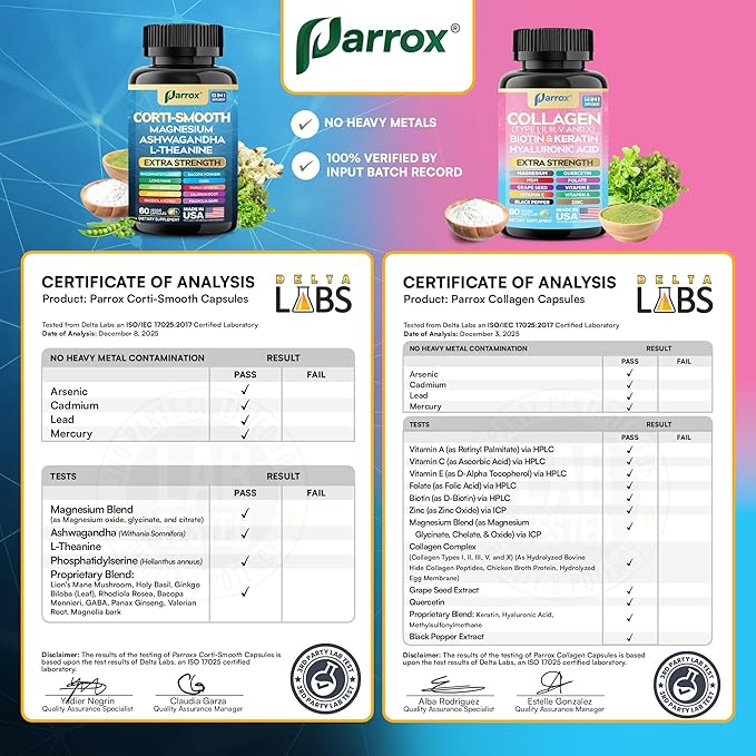 Shining Serenity Set, Cortisol Support with Ashwagandha, L-Theanine, Magnesium, Lions Mane, GABA, Bacopa Monnieri, Collagen I, II, III, V, X, Folate, Biotin, Keratin, Hyaluronic Acid, Quercetin