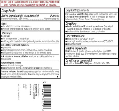 A+Health Nighttime Sleep Aid Diphenhydramine 50mg Softgels, Maximum Strength, 160 Count