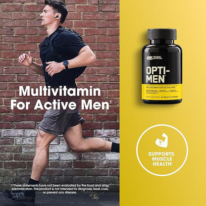 Optimum Nutrition Opti-Men, Vitamin C, Zinc and Vitamin D, E, B12 for Immune Support Mens Daily Multivitamin Supplement, 90 Count (Packaging May Vary)