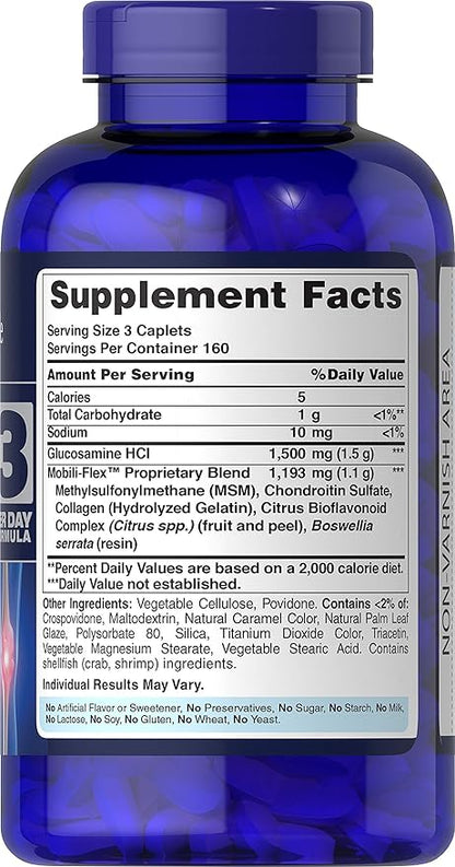Puritan's Pride Glucosamine, Chondroitin & MSM Capsules, 3 Per Day Formula