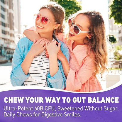 Probiotic Gummies for Women Men, 60 Billion CFU Probiotics + Prebiotics Gummy Sugar Free, 11 Strains for Digestive Health, Supports Constipation, Diarrhea, Gas & Bloating - Peach Flavor, Vegan, 120ct