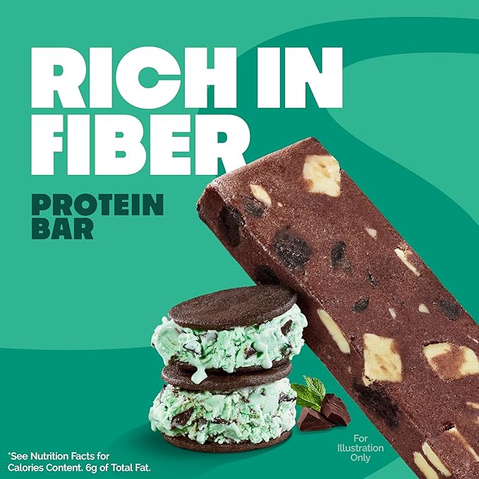 Quest Nutrition Mint Chocolate Chunk Protein Bars, 20g Protein, 1g Sugar, 4g Net Carb, High Fiber, Gluten Free, Keto Friendly, 4 Count