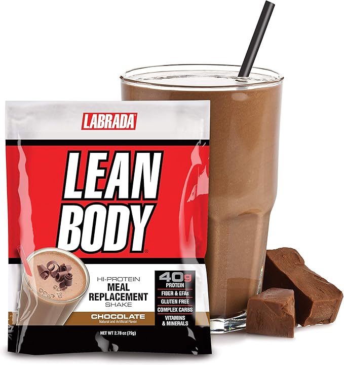 Lean Body All-in-One Chocolate Meal Replacement Shake. 40g Protein, Whey Blend, 8g Healthy Fats & Fibre,22 Vitamins and Minerals, No Artificial Colours, Gluten Free, (40 MRP Packets)