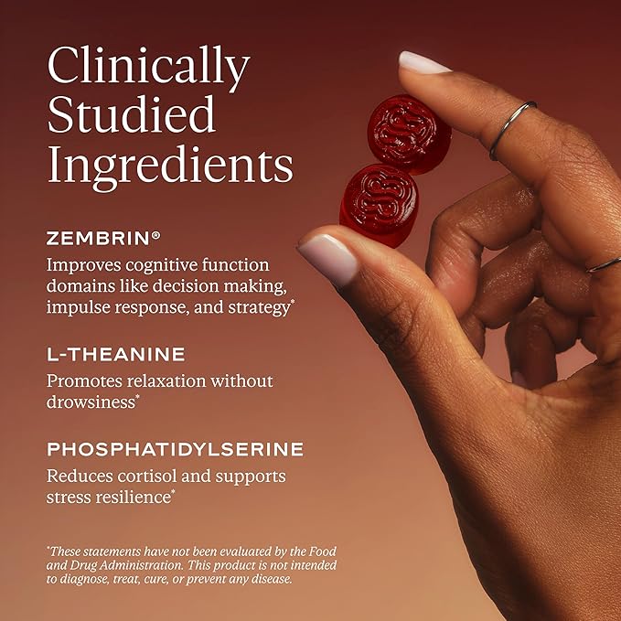 SAKARA Serene State Stress Relief Gummies – Fast-Acting Calm Supplement with Zembrin®, L-Theanine & Phosphatidylserine – Support Calm Mind & Body – Healthy Response to Stress, Wildberry - 56 Gummies